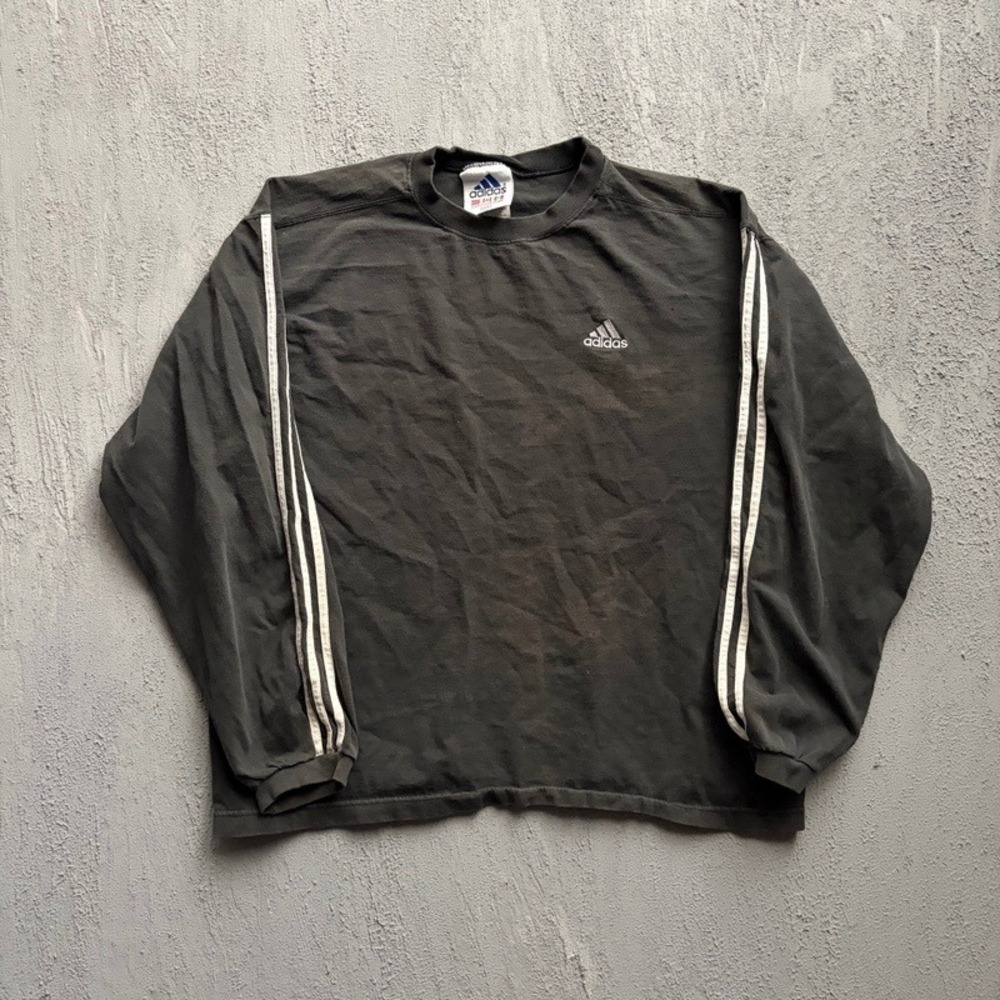 Vintage Adidas Long Sleeve Shirt Medium Black 1990s Embroidered